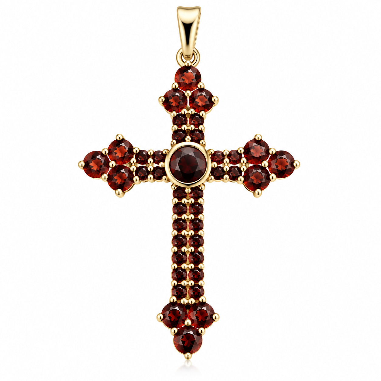 9ct Gold Garnet Cross Pendant | Luxury Gold Jewellery South Africa | Gecko Jewellers 1 Gold Garnet Cross