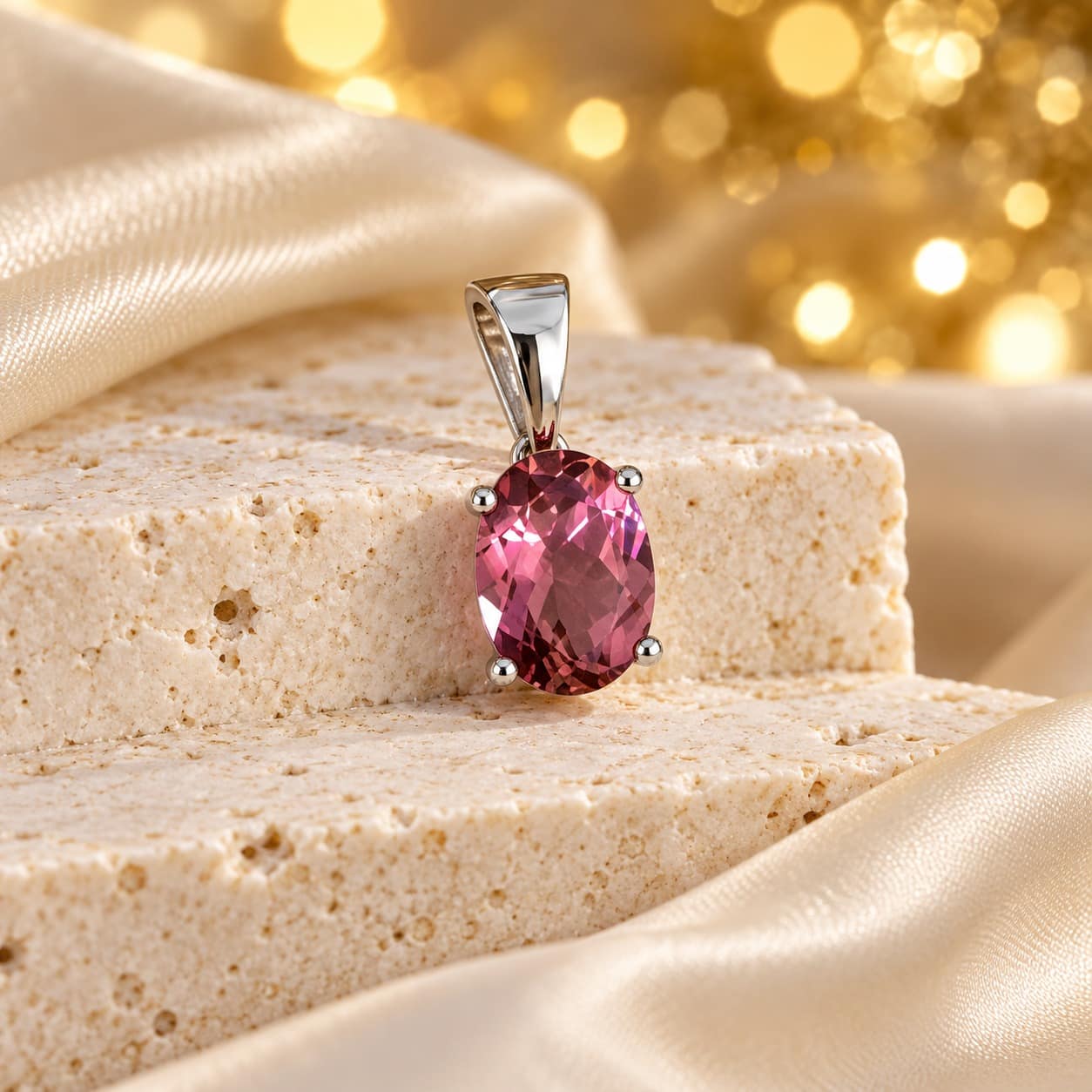 Rose-Pink Tourmaline Oval Pendant 1 Rose-Pink Tourmaline Oval Pendant
