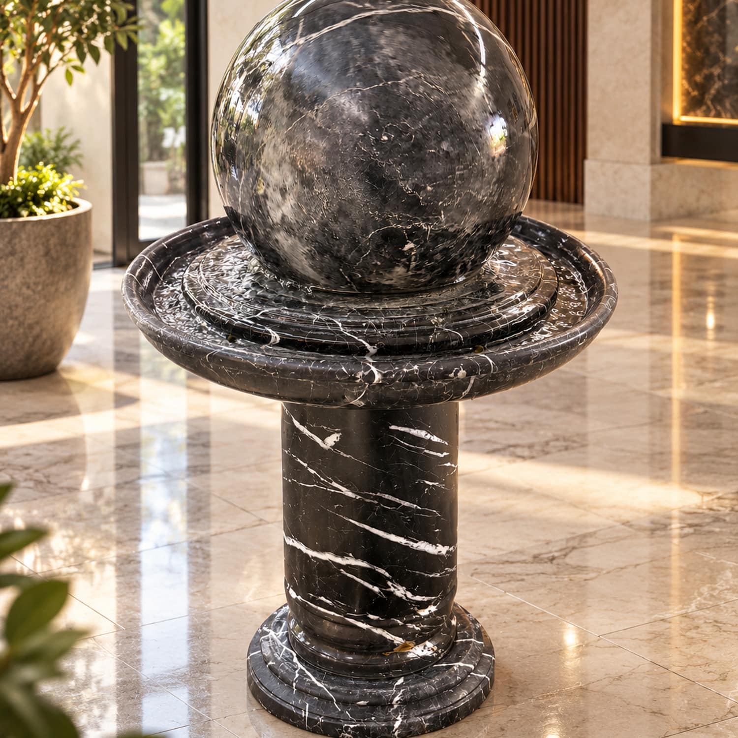 Black Marble Water Fountains | Luxury Sphere Feature 1 Black Marble Water Fountains | Luxury Sphere Feature