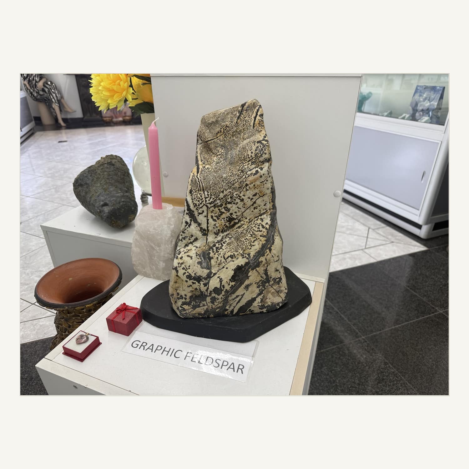 Graphic Feldspar Sculpture | Natural Pattern Stone Art 3 Graphic Feldspar Sculpture | Natural Pattern Stone Art - Image 3