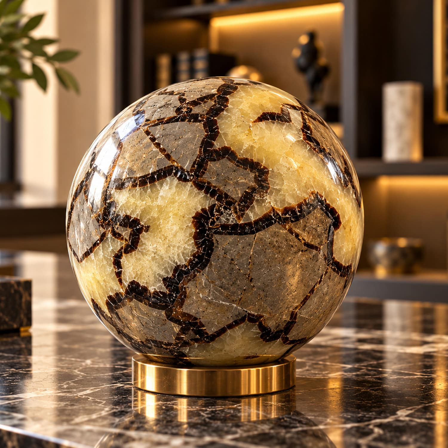 Septaria Sphere | Large Polished Decorative Stone 1 Septaria Sphere | Large Polished Decorative Stone