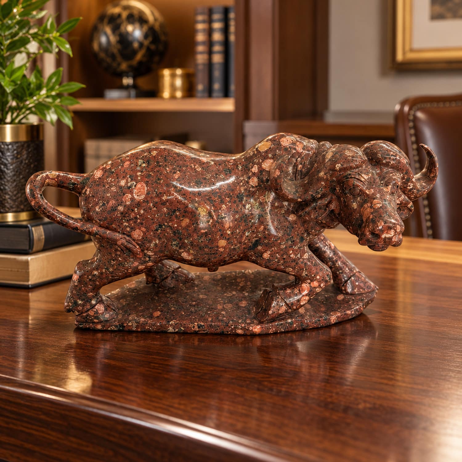 Strawberry Jasper Buffalo | Carved Stone Wildlife Art 1 Strawberry Jasper Buffalo | Carved Stone Wildlife Art