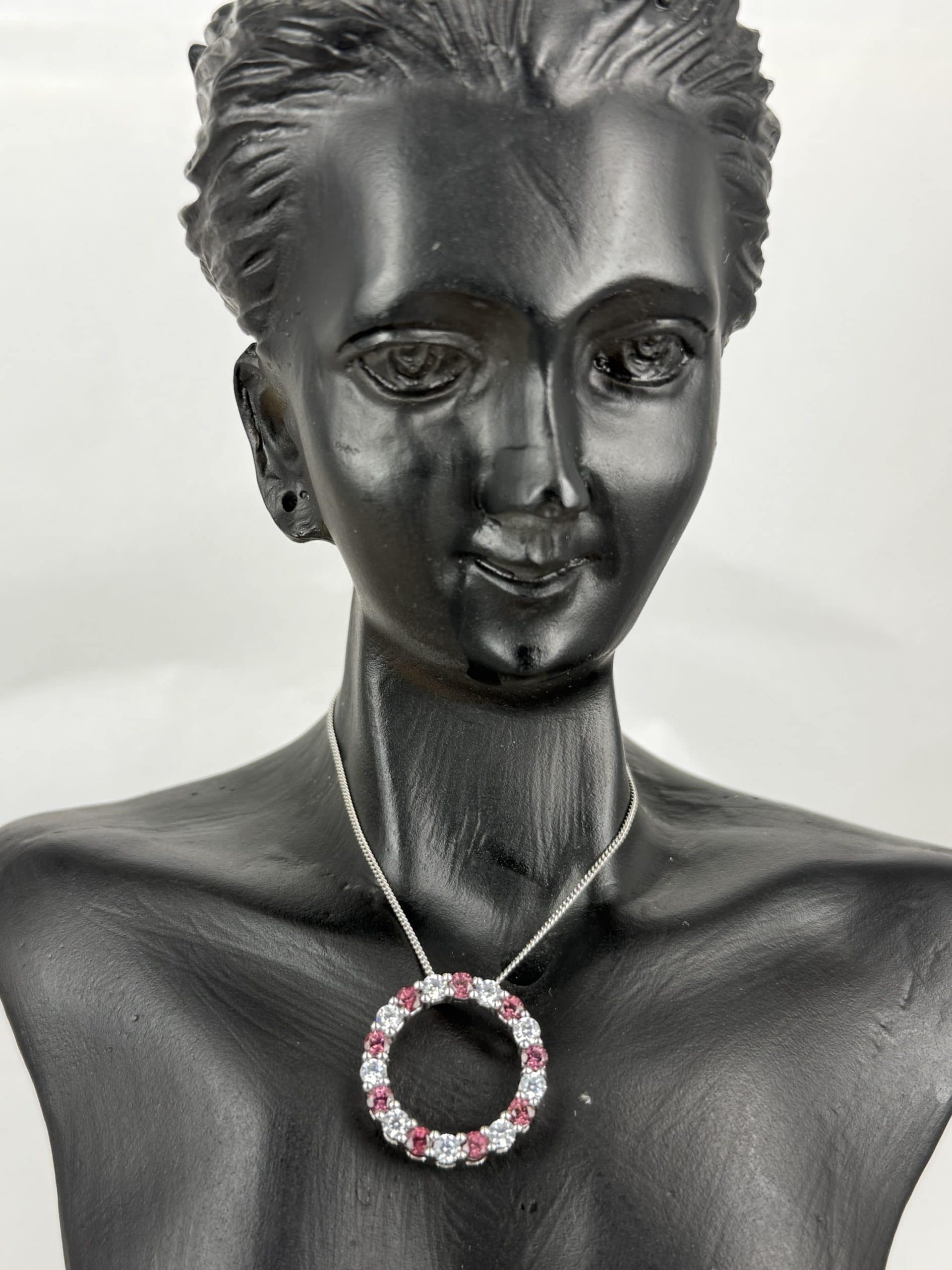 Circle of Life Garnet & Crystal Quartz Necklace in Silver – 18 Stone Harmony Pendant 1 Circle of Life Garnet & Crystal Quartz Necklace in Silver – 18 Stone Harmony Pendant